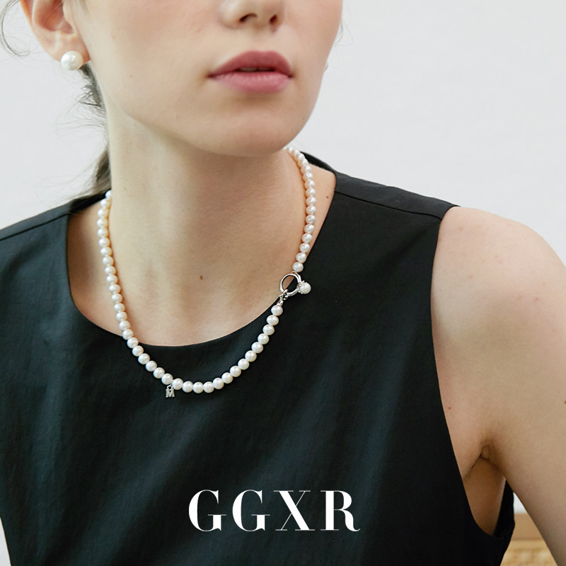 GGXR 天然珍珠925银指环珍珠项链复古气质轻奢叠戴毛衣链锁骨链女