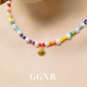 GGXR 网红ins风 2024春多巴胺穿搭彩虹糖果珍珠贝壳项链多彩个性