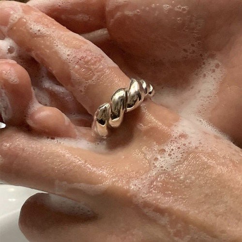 ggxr欧美复古通体s925开口戒指