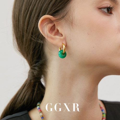 GGXR欧美天然石耳环耳夹