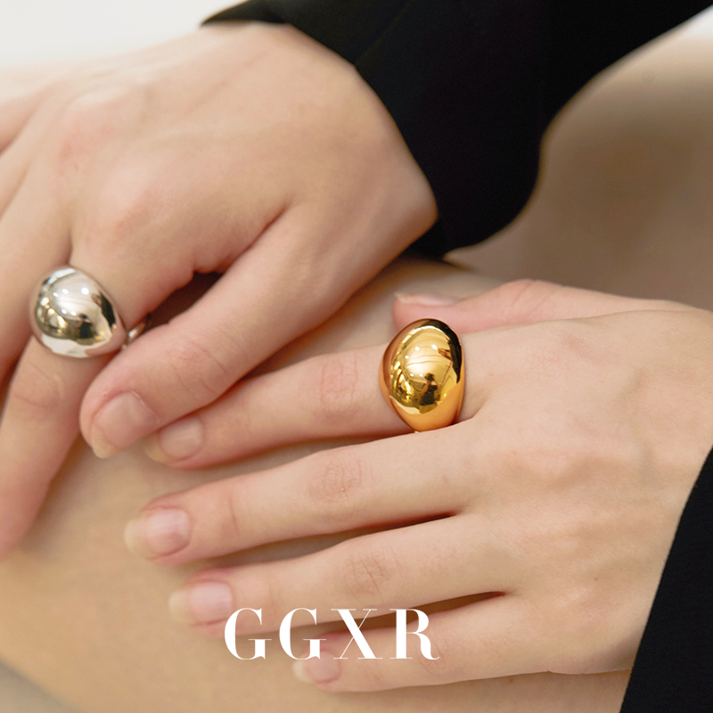 GGXR 欧美小胖戒指时髦简约百搭叠戴指环开口戒男女食指戒不掉色