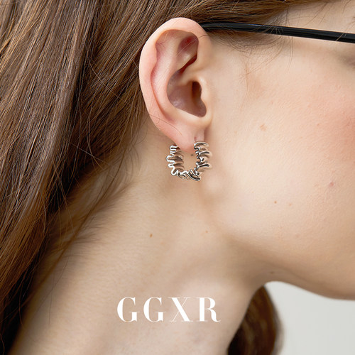 GGXR 欧美金属褶皱设计感气质冷淡风耳环无耳洞耳夹 小众设计感