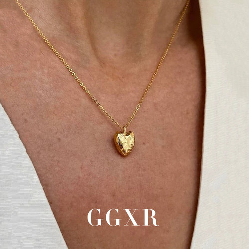 GGXR 925银法国小众设计捶打纹磨砂爱心项链毛衣链法式秋冬项链