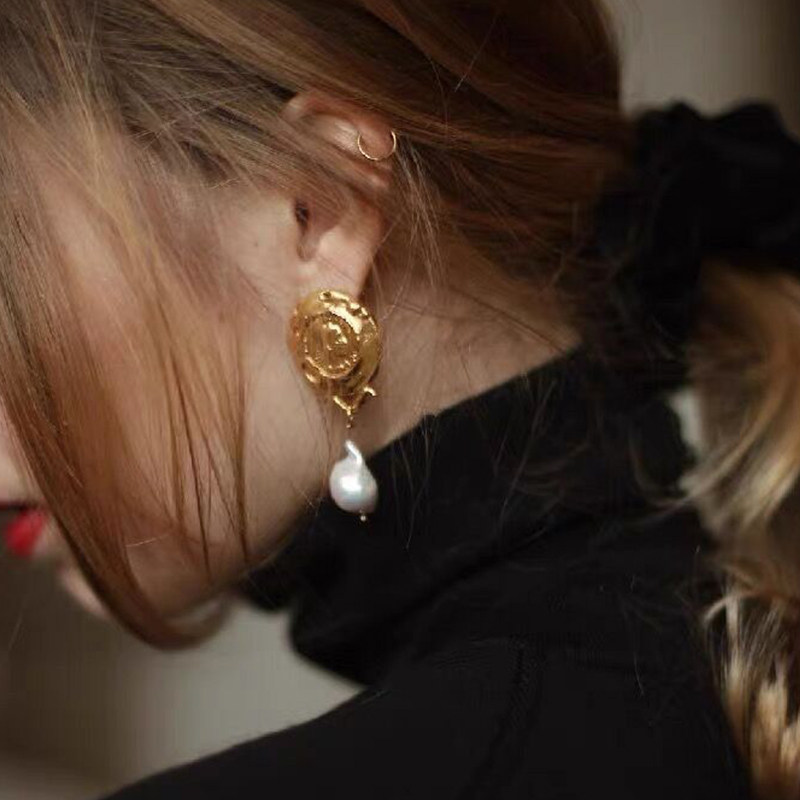 GGXR 复古宫廷风耳环巴洛克珍珠耳饰耳坠气质不对称人像耳夹,饰品/流行首饰/时尚饰品新,耳环,淘宝优惠券,粉丝福利购,淘宝优惠卷