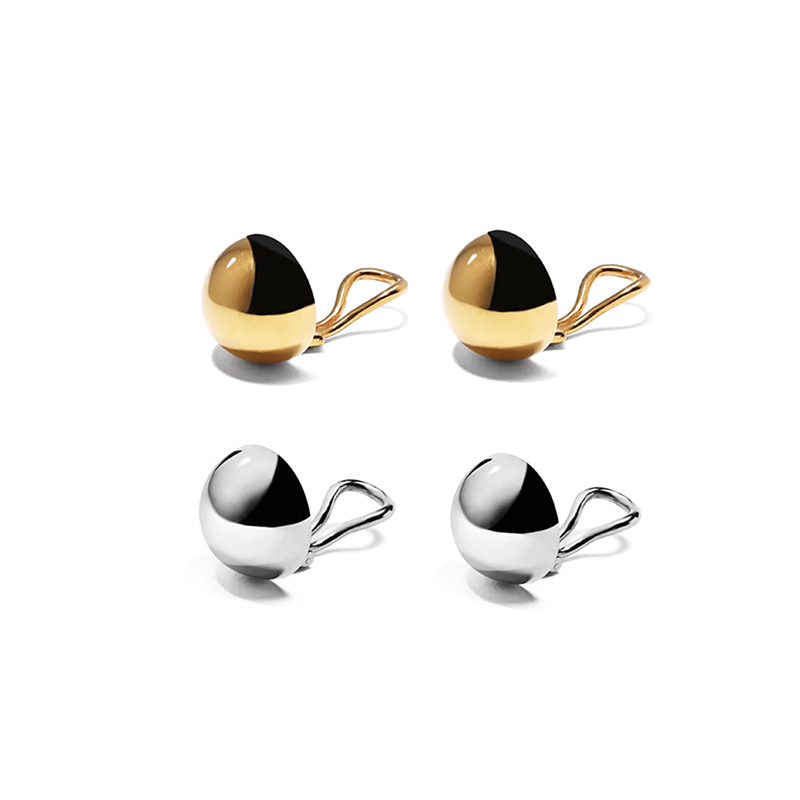 GGXR欧美秋冬925银圆球耳环耳夹