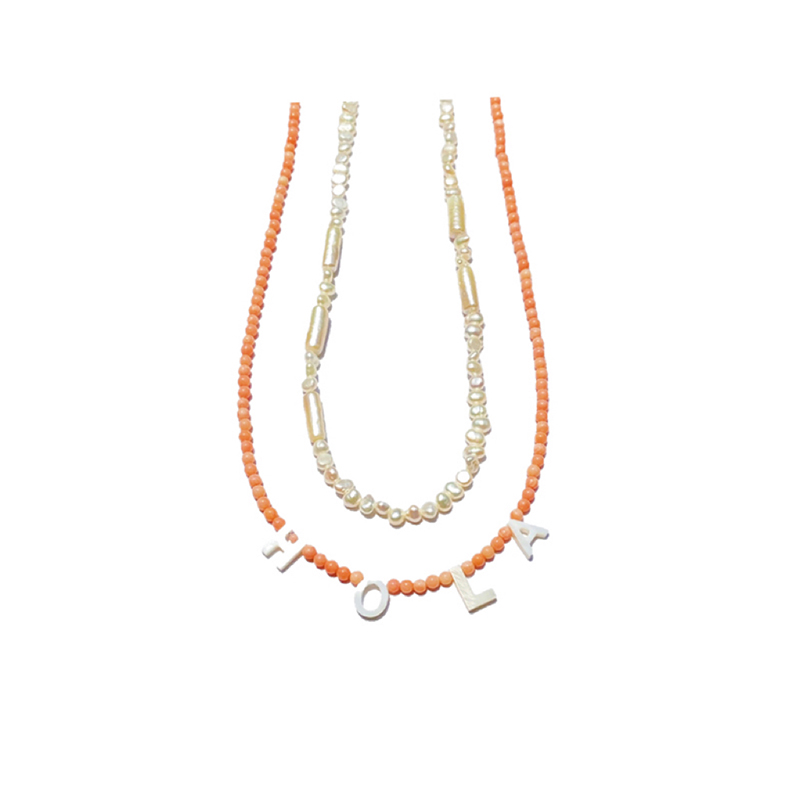 GGXR天然珍珠粉珊瑚字母项链
