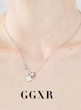 GGXR  法式轻奢925银圈圈四叶草项链锁骨链