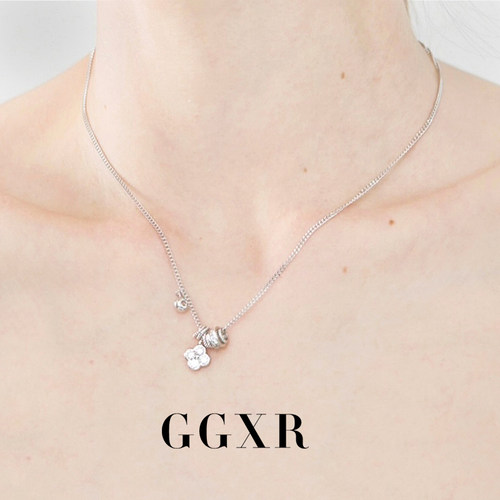 GGXR  法式轻奢925银圈圈四叶草项链锁骨链
