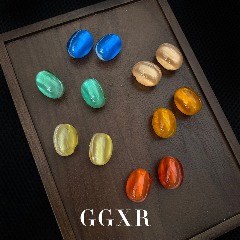 GGXR 多巴胺果冻彩色树脂耳环高级感无耳洞耳夹