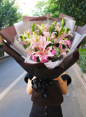 广州上海山东康乃馨玫瑰百合花束同城济南泰安淄博青岛生日
