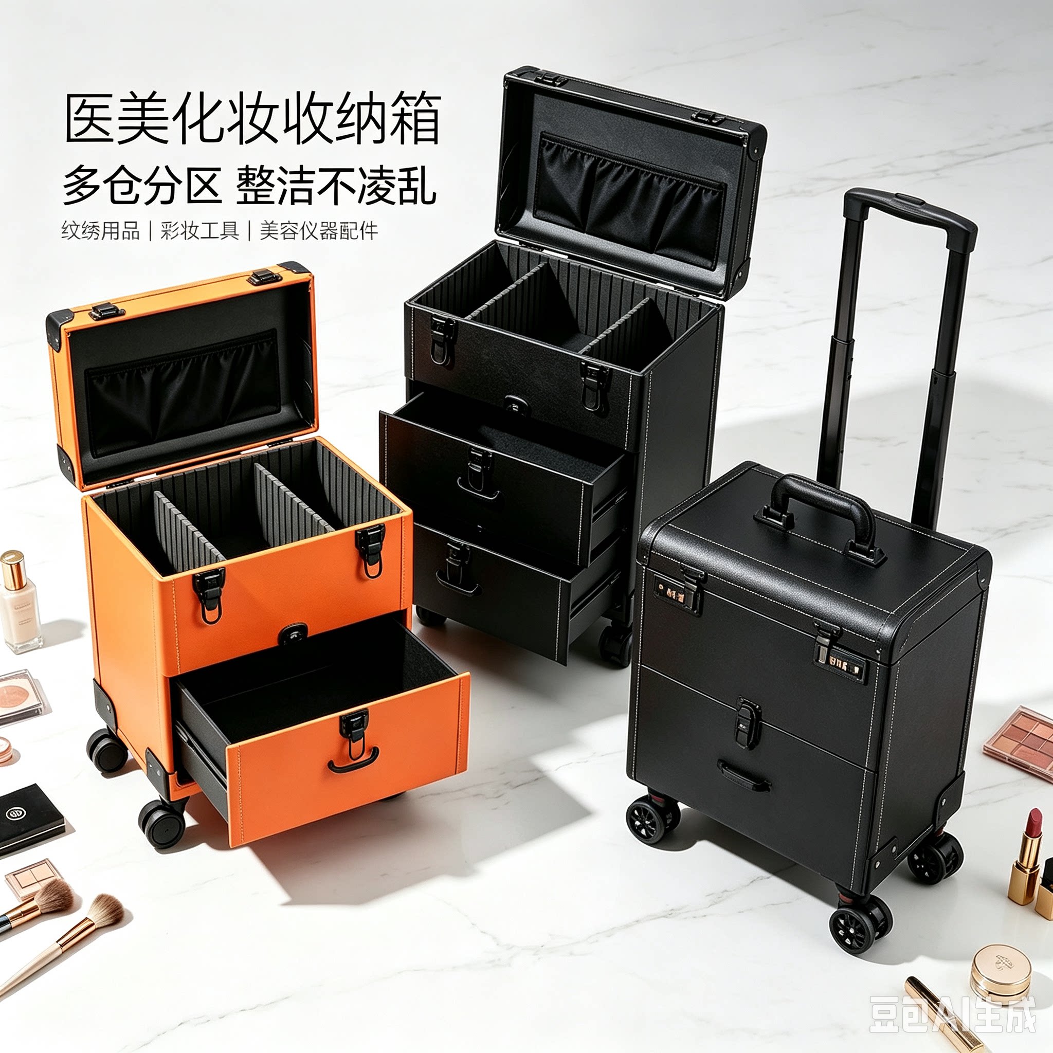 纹绣箱移动美容师工具箱多层多功能高档化妆轻医美上门专用拉杆箱图片