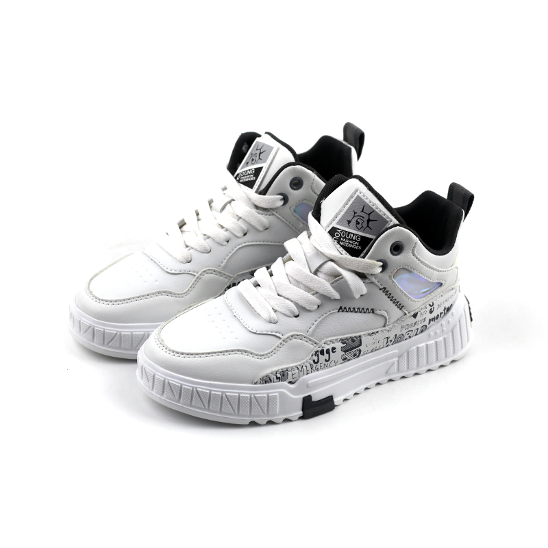 金佰川女鞋撤柜正品舒适平底高帮板鞋女春秋款圆头系带休闲小白鞋