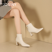 新款 冬季 短筒短靴加绒尖头高跟靴线下专柜商场 撤柜正品 卓诗尼女鞋