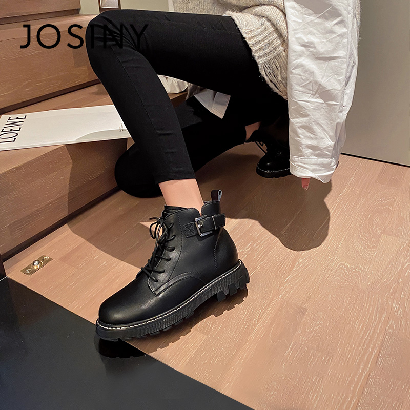 卓诗尼秋冬款女靴撤柜正品舒适厚底显脚马丁靴潮流英伦风瘦瘦短靴