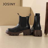 卓诗尼女鞋 厚底防滑潮酷短靴女切尔西靴短筒靴潮 新款 撤柜正品 冬季