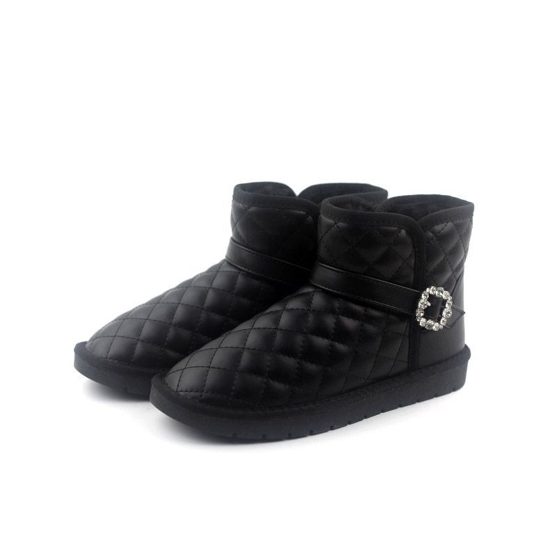 卓诗尼女鞋冬季新款女雪地靴加绒加厚一脚蹬纯色外穿防滑耐磨保暖