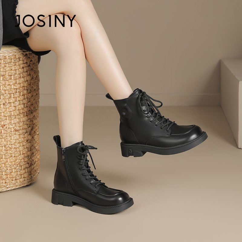 卓诗尼撤柜正品休闲百搭马丁靴高帮时尚字母钢印秋冬款短靴舒适