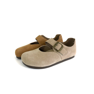 卓诗尼撤柜春秋季反绒皮玛丽珍勃肯鞋女休闲内增高搭扣单鞋