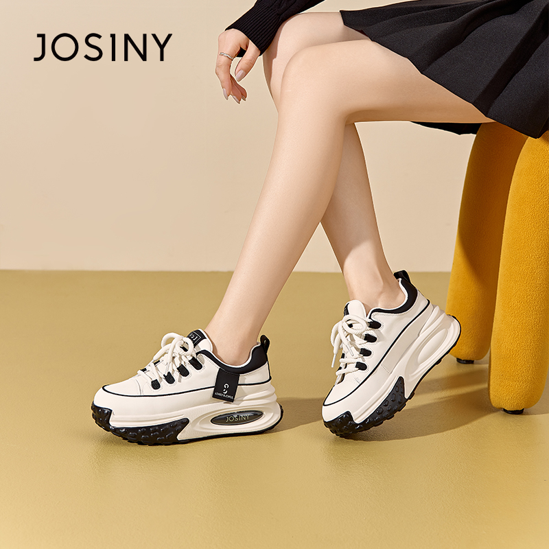 卓诗尼女鞋撤柜正品春秋休闲鞋防撞圆头增高厚底百搭运动时尚洋气