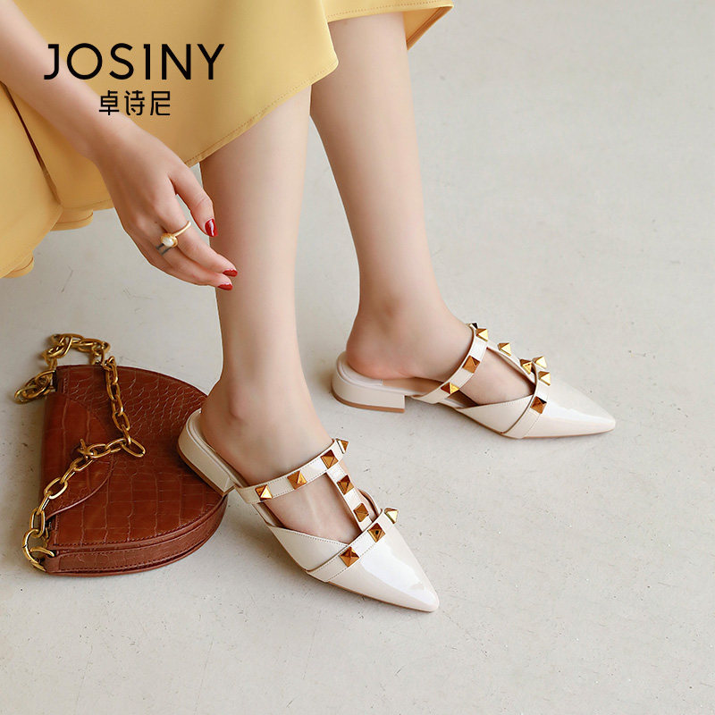 卓诗尼春夏新女鞋子女单鞋浅口尖头平底套脚百搭通勤时装休闲韩版
