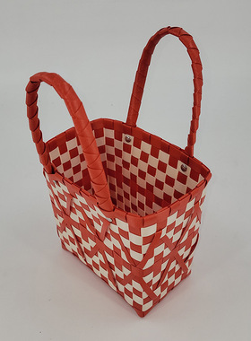 喜庆红色手工编织包批发新款韩版手拎包小长方手提包买菜篮编织包