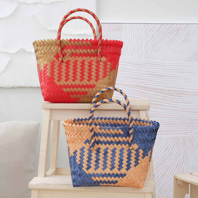 新款大容量手工编织包沙滩度假包