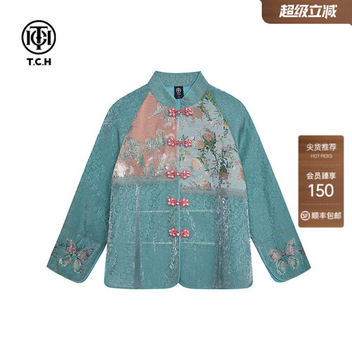 TCH烫钻新中式国风外套女盘扣气质开衫上衣T72C276027