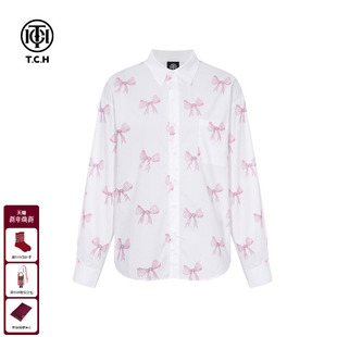 TCH轻奢潮牌蝴蝶结烫钻宽松休闲百搭衬衫 T75C13E9013 外套秋冬新款