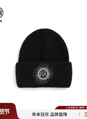 TCH私服烫钻百搭针织帽2025秋冬季新款保暖黑色毛线帽T72C41E5005