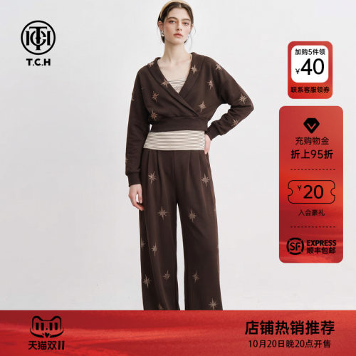 吊带背心短外套阔腿裤休闲套装