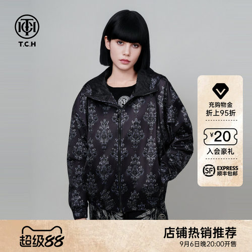 TCH轻奢潮流2026早秋新款户外连帽棉服外套男女同款T75C27E9003