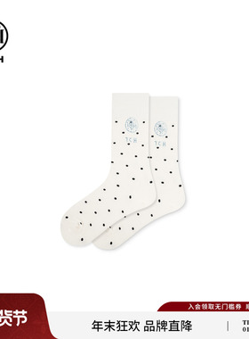 TCH轻奢时尚潮牌烫钻百搭中筒袜女秋冬波点白色袜子T75D55E1007
