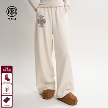 TCH云朵软糯轻盈弹力加绒可束脚直筒休闲裤女2025秋冬T75D20E1011