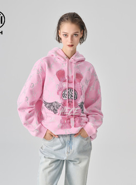 TCH 轻奢2025春季新款烫钻长袖宽松经典系列帽衫上衣T72A126027