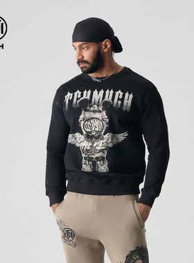 TCH 轻奢2025春夏新款潮流烫钻印花经典系列圆领卫衣T72A116046