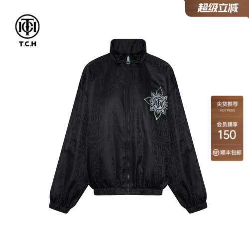 TCH烫钻2026春夏新款休闲宽松立领夹克外套男女同款T75C27E9005