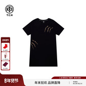 时尚 TCH轻奢潮牌显瘦短袖 连衣裙女夏秋冬新款 休闲直筒T恤裙