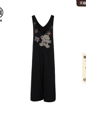 TCH烫钻无袖背带裤休闲宽松慵懒阔腿背心连体裤女T75C20B1001