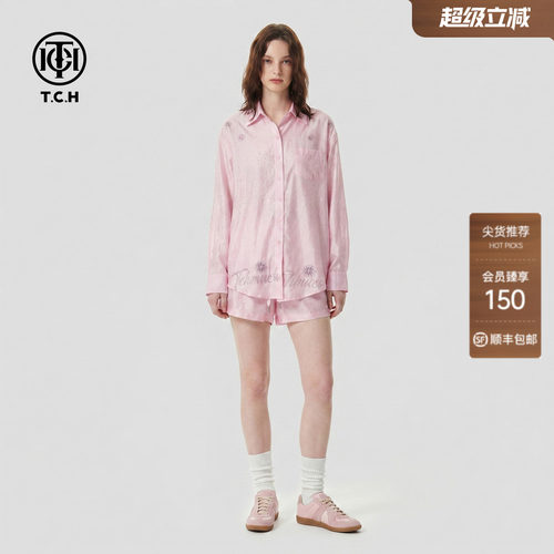TCH慵懒风衬衫女宽松短裤两件套