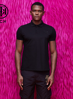 TCH 轻奢潮牌短袖T恤烫钻字母春夏新款男女黑色T69B106011