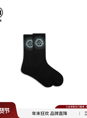 TCH私服时尚潮牌烫钻休闲百搭黑色中筒袜女2025冬新款T75D55E1005