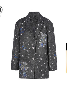 TCH烫钻高级感洋气廓形羊毛西装外套女2026春季新款T75C27E5008