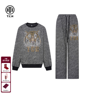新款 TCH轻奢时尚 女25冬季 套装 T75D07E1057 虎头烫钻圆领卫衣休闲裤