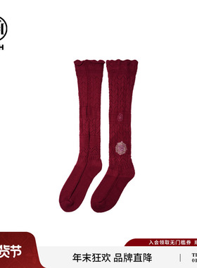 TCH轻奢烫钻红色针织镂空堆堆小腿袜女甜美复古小腿袜T75C55E1009