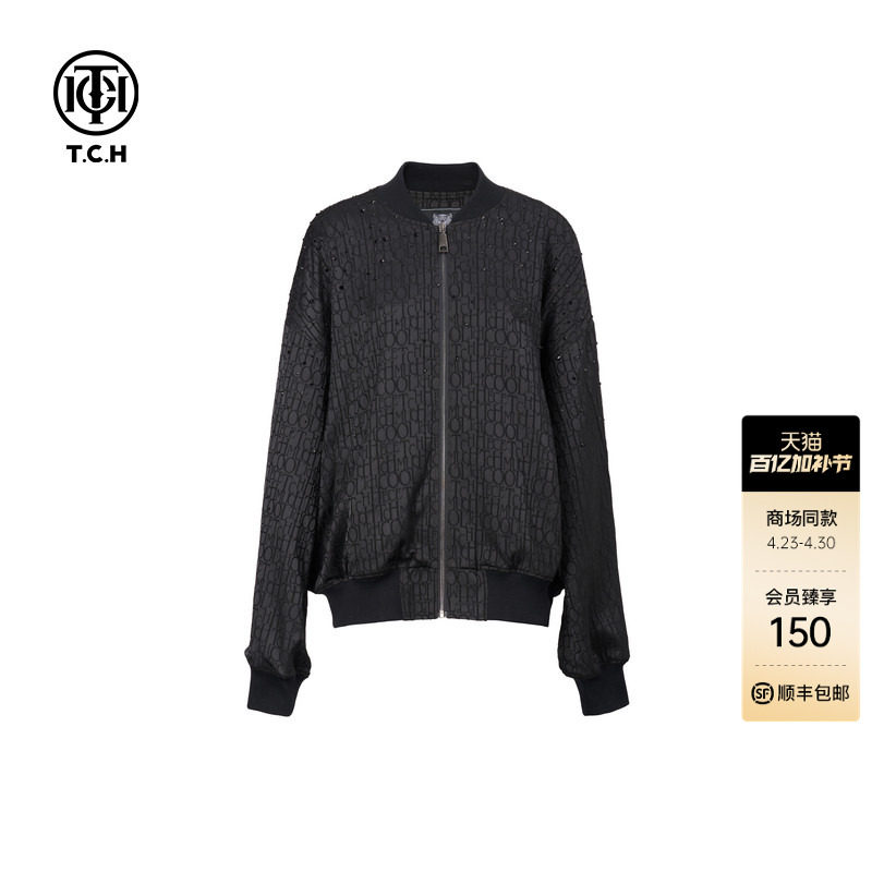 TCH烫钻提花LOGO美式潮流飞行服夹克情侣外套男女2026春夏新款