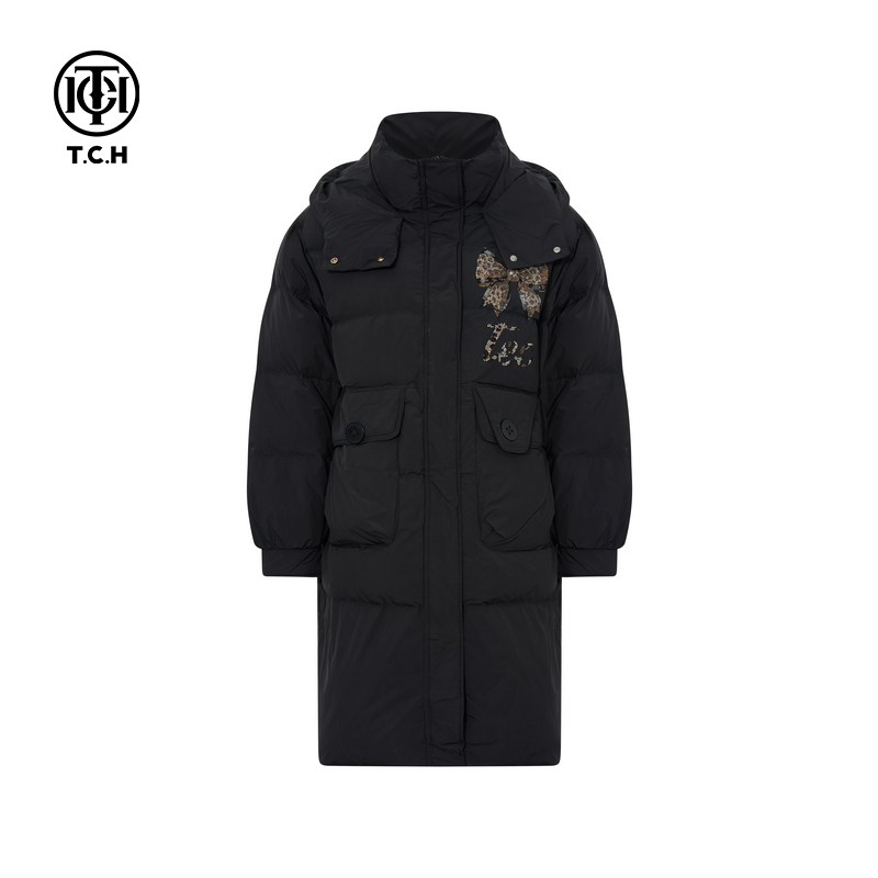 TCH私服潮牌烫钻时尚保暖羽绒服外套女20205冬季新款T75D19E1012