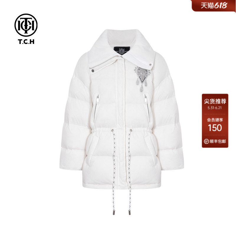 TCH轻奢潮牌春夏白鸭绒加厚保暖宽松收腰羽绒服外套女T75C19E9005