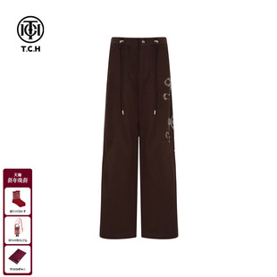 新款 女2025秋季 T75C20E1046 百搭直筒宽松休闲长裤 TCH私服烫钻时尚