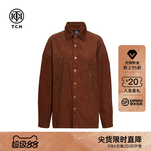 TCH烫钻2026早秋新款美式休闲宽松长袖外套男女同款T75C27E9011