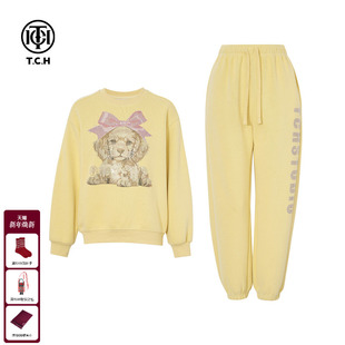 女T75C07E1117 套装 TCH私服烫钻慵懒风时尚 休闲减龄宽松卫衣束脚裤